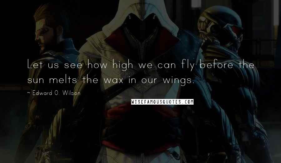 Edward O. Wilson Quotes: Let us see how high we can fly before the sun melts the wax in our wings.