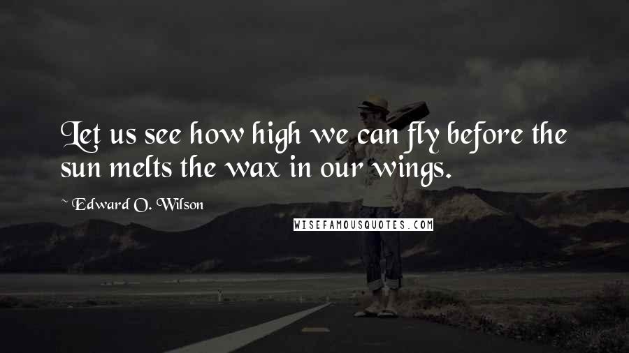 Edward O. Wilson Quotes: Let us see how high we can fly before the sun melts the wax in our wings.