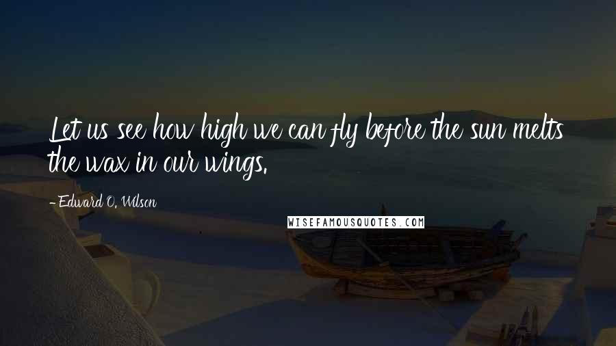 Edward O. Wilson Quotes: Let us see how high we can fly before the sun melts the wax in our wings.