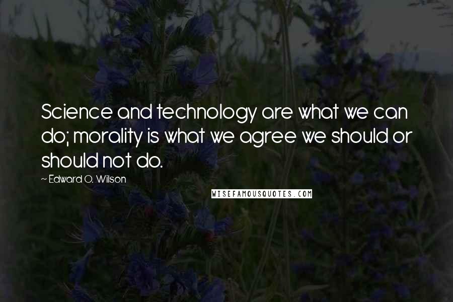 Edward O. Wilson Quotes: Science and technology are what we can do; morality is what we agree we should or should not do.