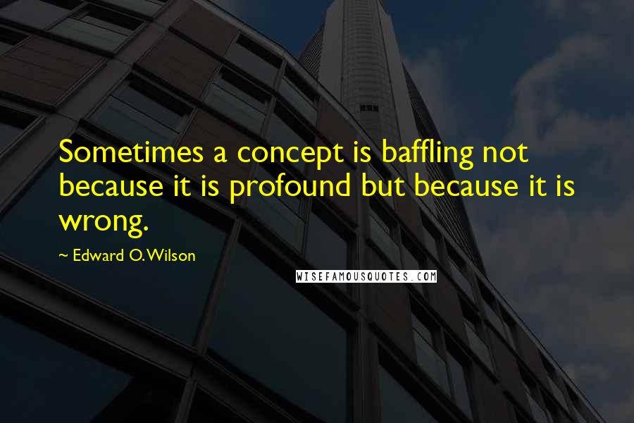 Edward O. Wilson Quotes: Sometimes a concept is baffling not because it is profound but because it is wrong.