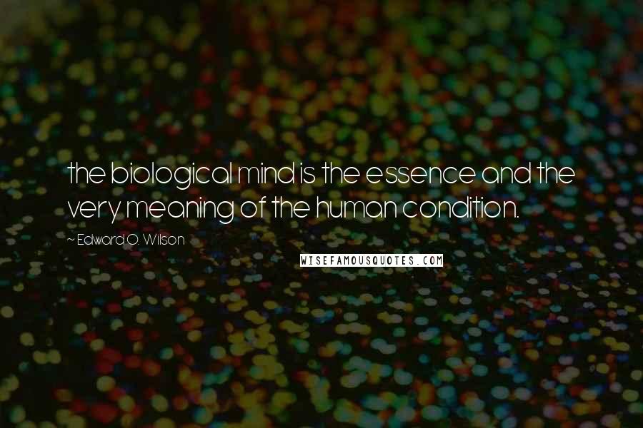 Edward O. Wilson Quotes: the biological mind is the essence and the very meaning of the human condition.