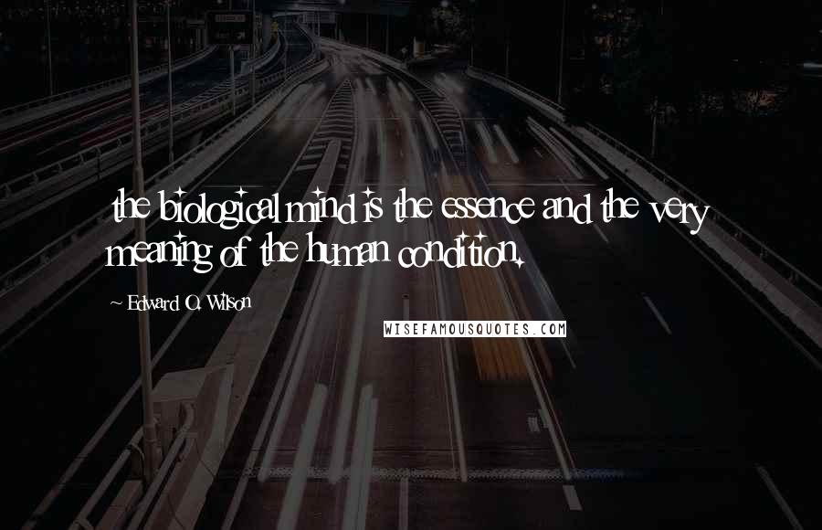 Edward O. Wilson Quotes: the biological mind is the essence and the very meaning of the human condition.