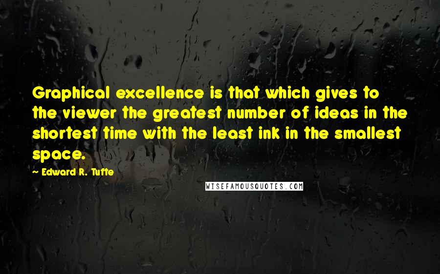 Edward R. Tufte Quotes: Graphical excellence is that which gives to the viewer the greatest number of ideas in the shortest time with the least ink in the smallest space.