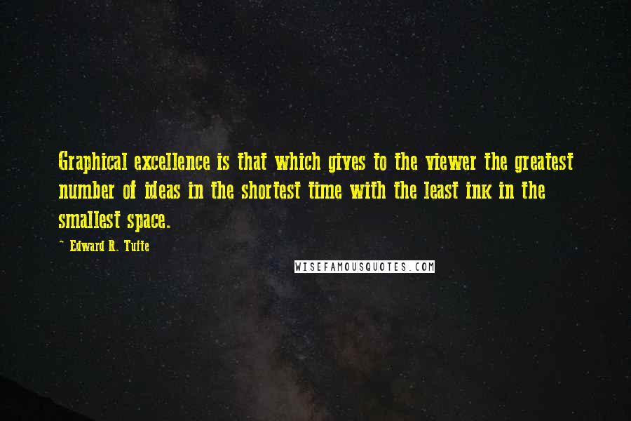 Edward R. Tufte Quotes: Graphical excellence is that which gives to the viewer the greatest number of ideas in the shortest time with the least ink in the smallest space.