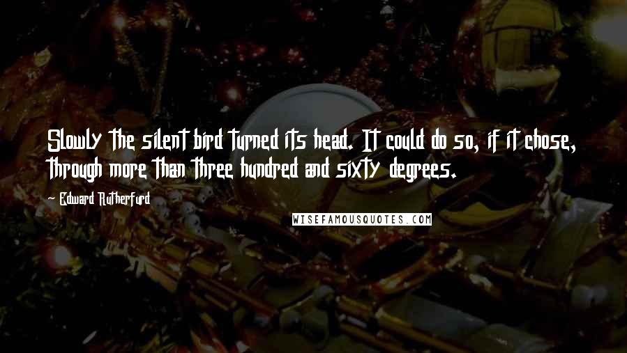 Edward Rutherfurd Quotes: Slowly the silent bird turned its head. It could do so, if it chose, through more than three hundred and sixty degrees.