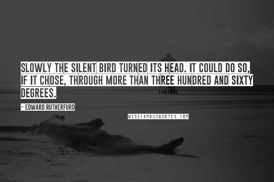 Edward Rutherfurd Quotes: Slowly the silent bird turned its head. It could do so, if it chose, through more than three hundred and sixty degrees.