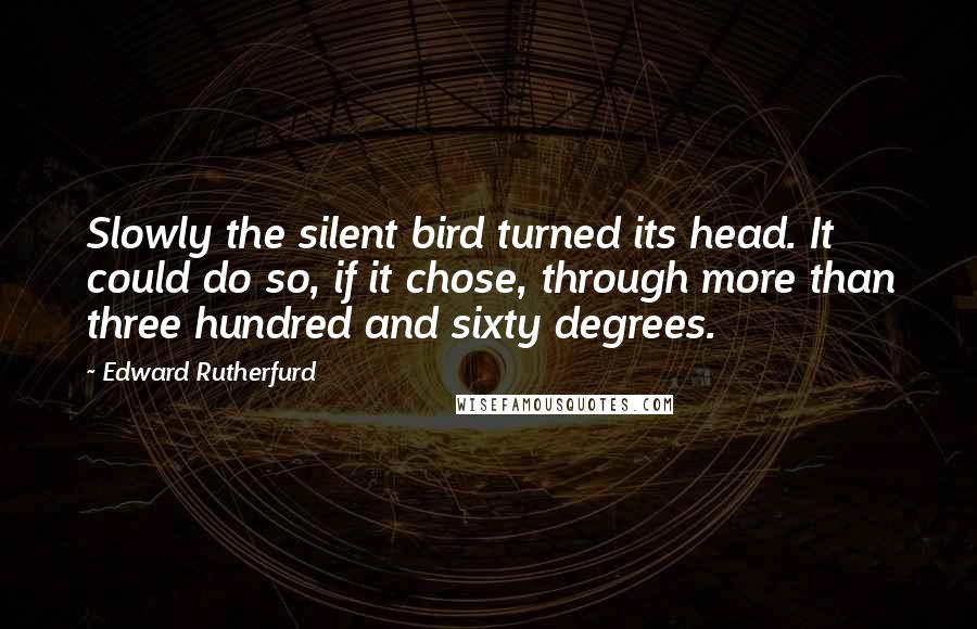 Edward Rutherfurd Quotes: Slowly the silent bird turned its head. It could do so, if it chose, through more than three hundred and sixty degrees.