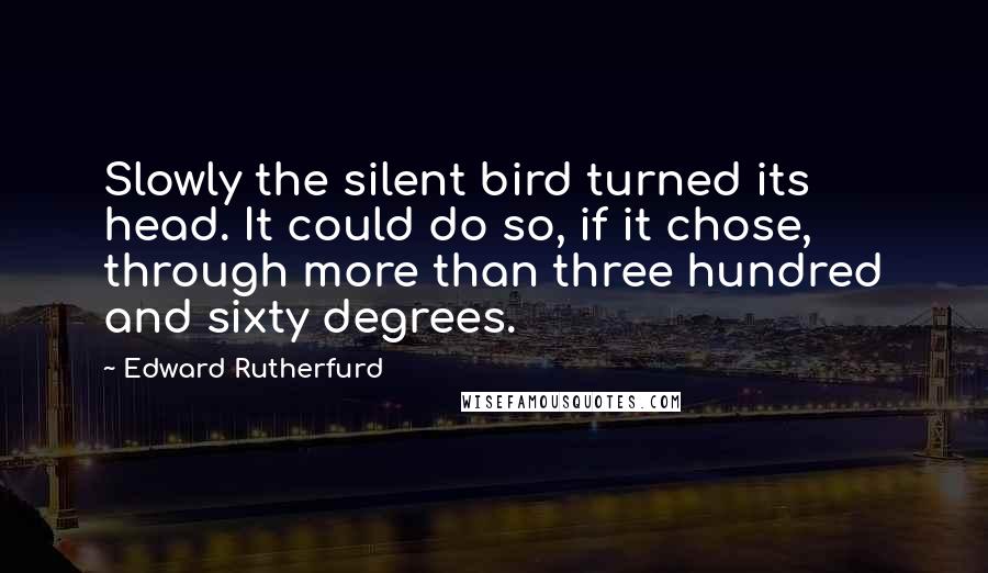 Edward Rutherfurd Quotes: Slowly the silent bird turned its head. It could do so, if it chose, through more than three hundred and sixty degrees.