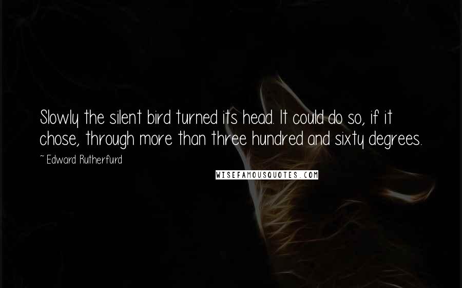 Edward Rutherfurd Quotes: Slowly the silent bird turned its head. It could do so, if it chose, through more than three hundred and sixty degrees.