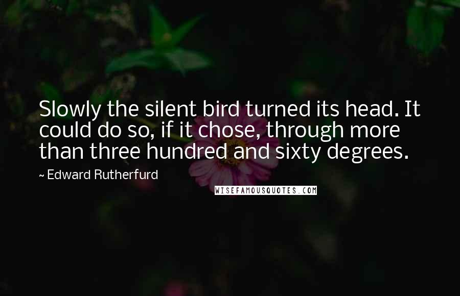 Edward Rutherfurd Quotes: Slowly the silent bird turned its head. It could do so, if it chose, through more than three hundred and sixty degrees.