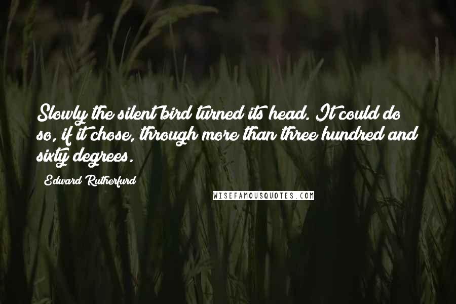 Edward Rutherfurd Quotes: Slowly the silent bird turned its head. It could do so, if it chose, through more than three hundred and sixty degrees.