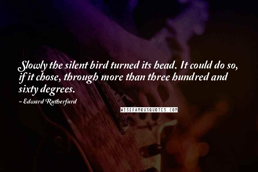 Edward Rutherfurd Quotes: Slowly the silent bird turned its head. It could do so, if it chose, through more than three hundred and sixty degrees.