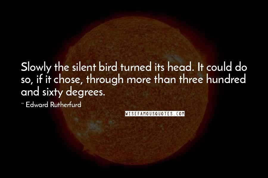 Edward Rutherfurd Quotes: Slowly the silent bird turned its head. It could do so, if it chose, through more than three hundred and sixty degrees.