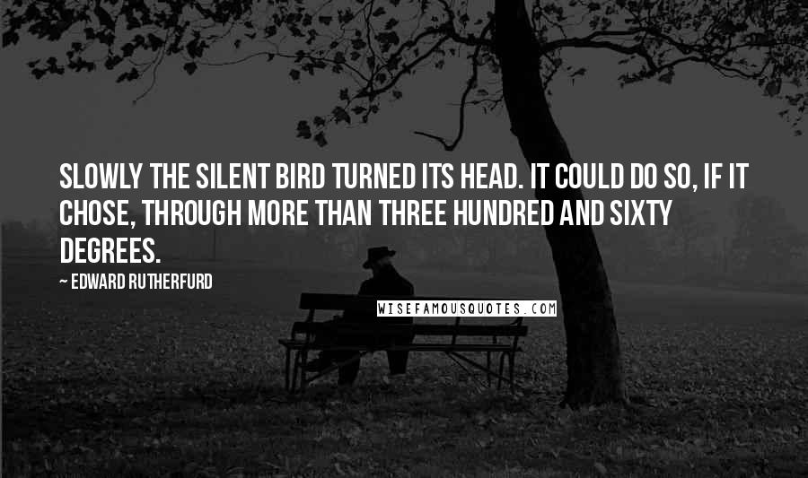 Edward Rutherfurd Quotes: Slowly the silent bird turned its head. It could do so, if it chose, through more than three hundred and sixty degrees.