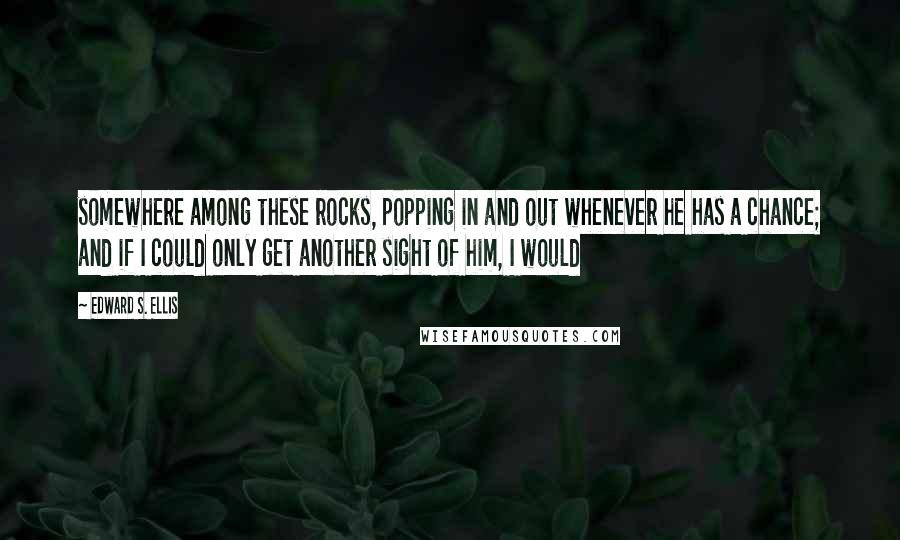 Edward S. Ellis Quotes: somewhere among these rocks, popping in and out whenever he has a chance; and if I could only get another sight of him, I would