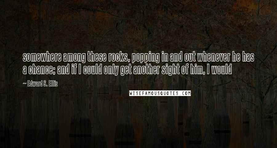 Edward S. Ellis Quotes: somewhere among these rocks, popping in and out whenever he has a chance; and if I could only get another sight of him, I would