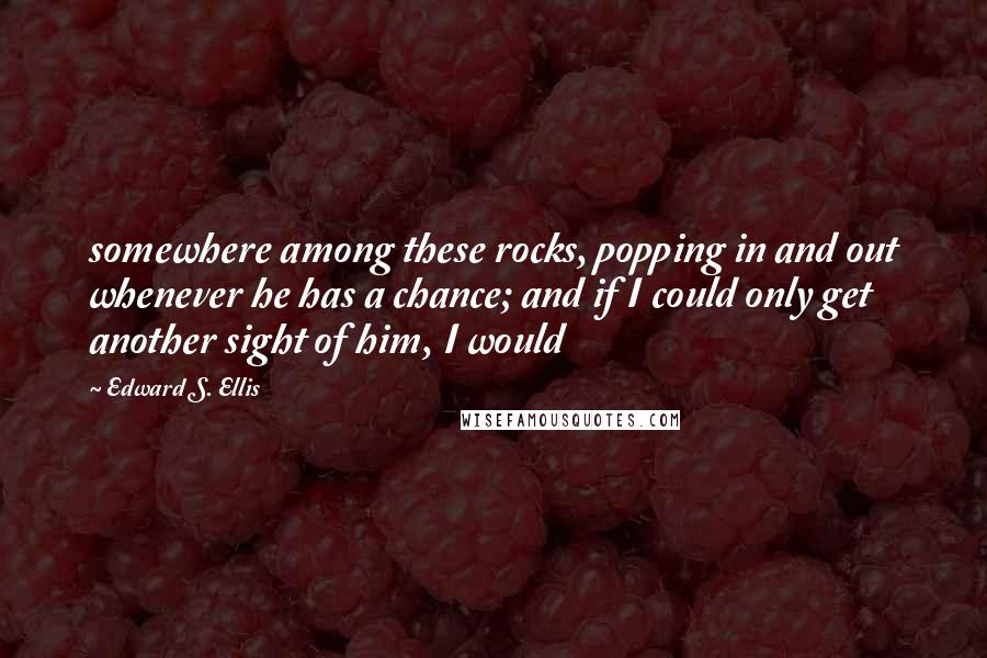 Edward S. Ellis Quotes: somewhere among these rocks, popping in and out whenever he has a chance; and if I could only get another sight of him, I would