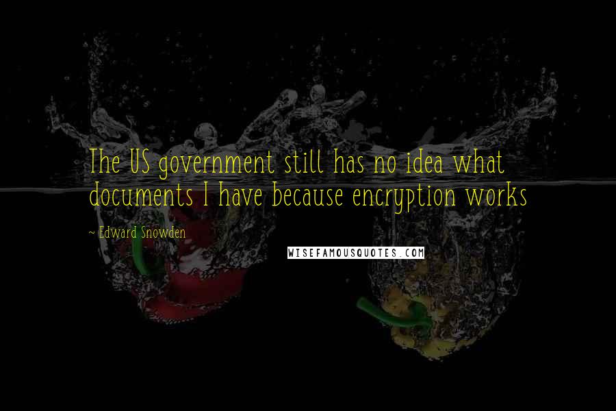 Edward Snowden Quotes: The US government still has no idea what documents I have because encryption works