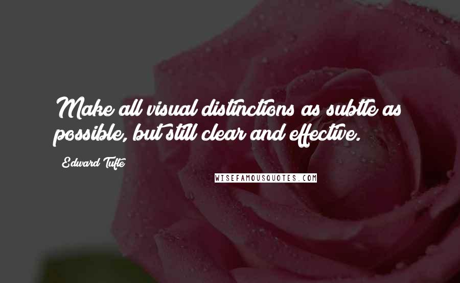 Edward Tufte Quotes: Make all visual distinctions as subtle as possible, but still clear and effective.