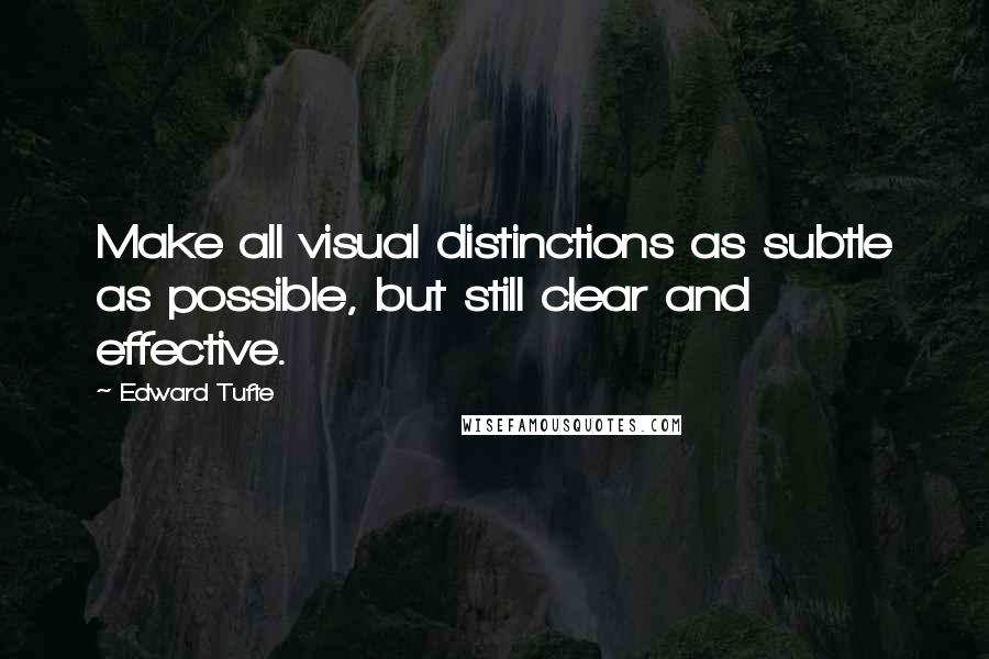 Edward Tufte Quotes: Make all visual distinctions as subtle as possible, but still clear and effective.