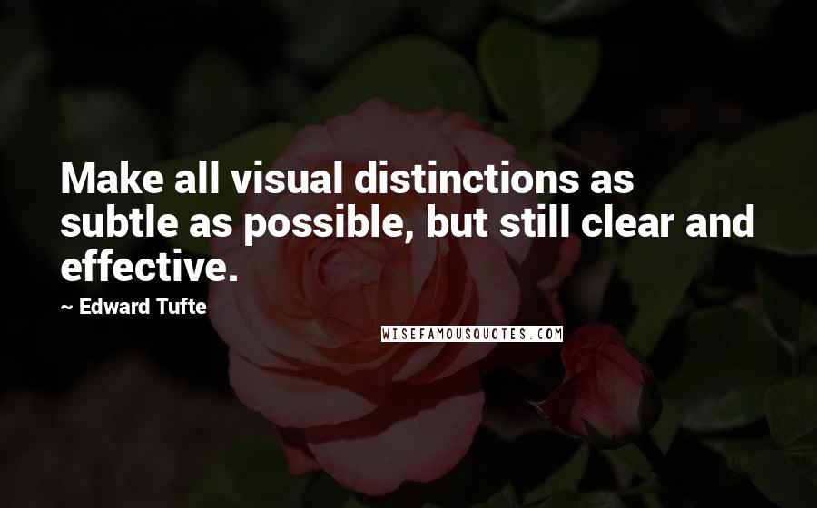 Edward Tufte Quotes: Make all visual distinctions as subtle as possible, but still clear and effective.