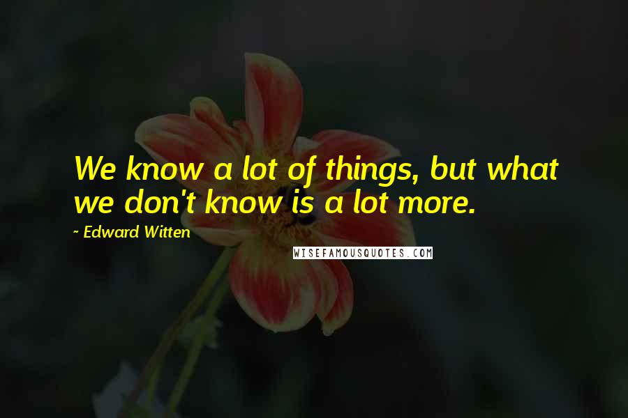 Edward Witten Quotes: We know a lot of things, but what we don't know is a lot more.