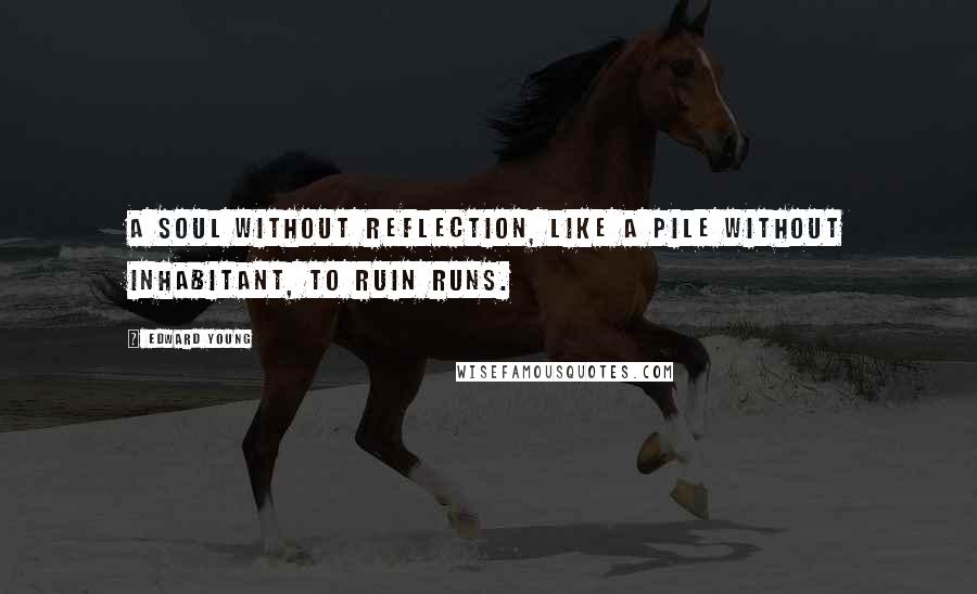 Edward Young Quotes: A soul without reflection, like a pile Without inhabitant, to ruin runs.