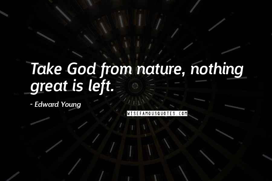 Edward Young Quotes: Take God from nature, nothing great is left.