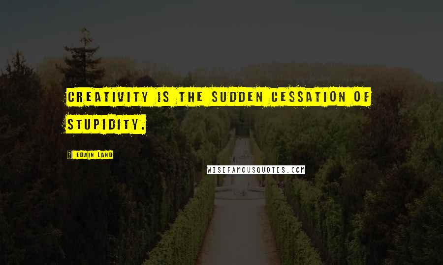 Edwin Land Quotes: Creativity is the sudden cessation of stupidity.