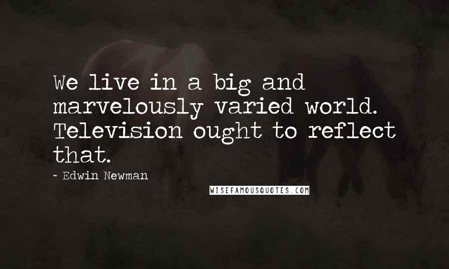 Edwin Newman Quotes: We live in a big and marvelously varied world. Television ought to reflect that.
