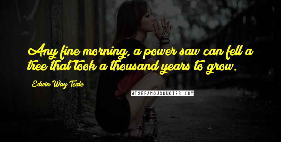 Edwin Way Teale Quotes: Any fine morning, a power saw can fell a tree that took a thousand years to grow.