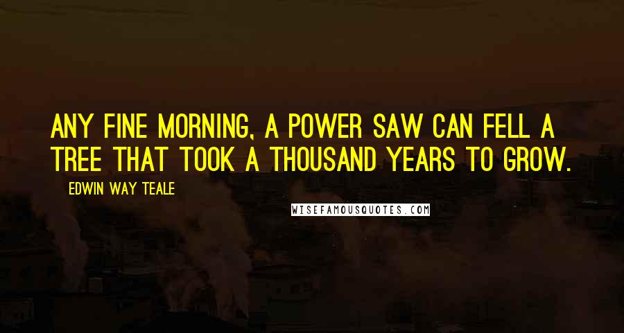 Edwin Way Teale Quotes: Any fine morning, a power saw can fell a tree that took a thousand years to grow.