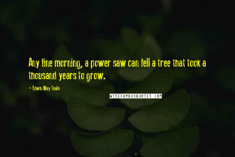 Edwin Way Teale Quotes: Any fine morning, a power saw can fell a tree that took a thousand years to grow.