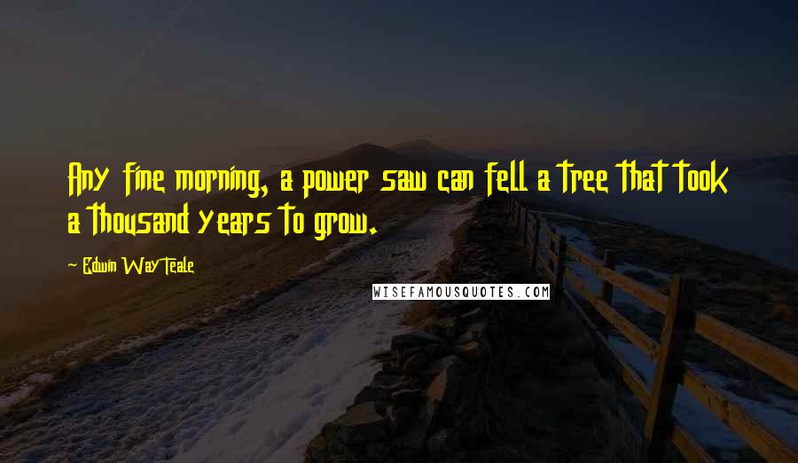 Edwin Way Teale Quotes: Any fine morning, a power saw can fell a tree that took a thousand years to grow.