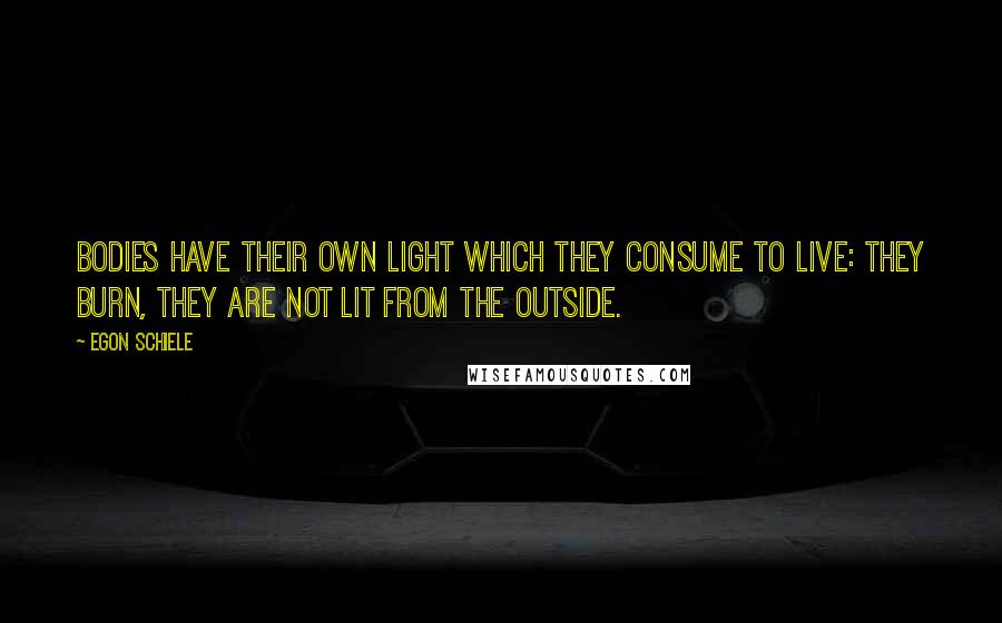 Egon Schiele Quotes: Bodies have their own light which they consume to live: they burn, they are not lit from the outside.