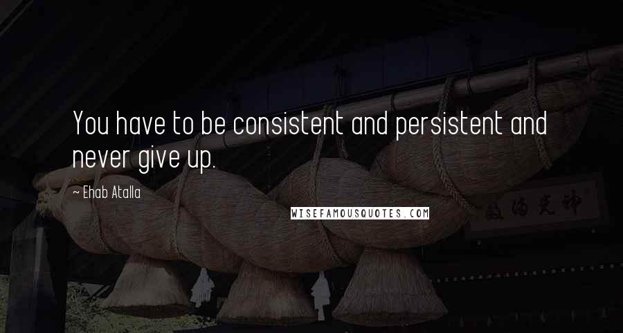 Ehab Atalla Quotes: You have to be consistent and persistent and never give up.