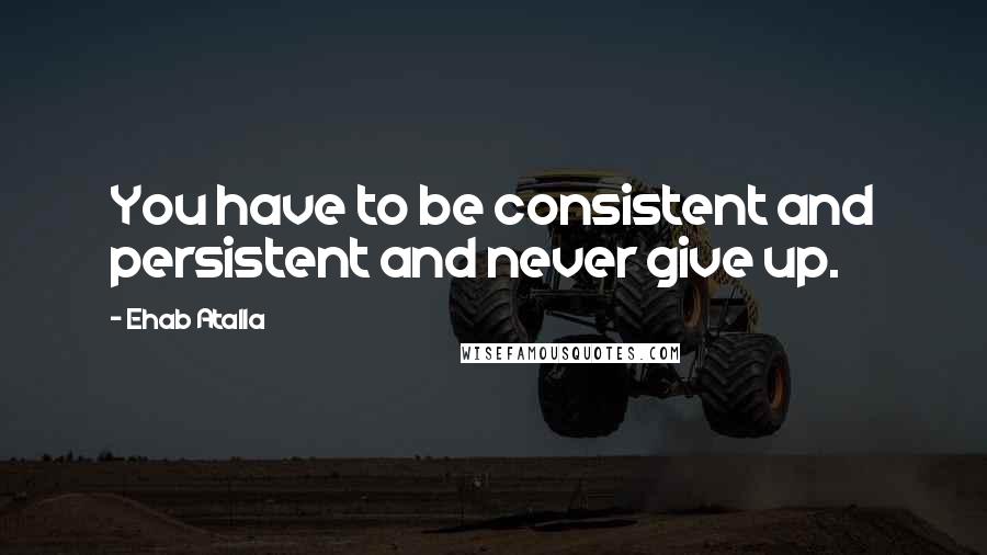 Ehab Atalla Quotes: You have to be consistent and persistent and never give up.