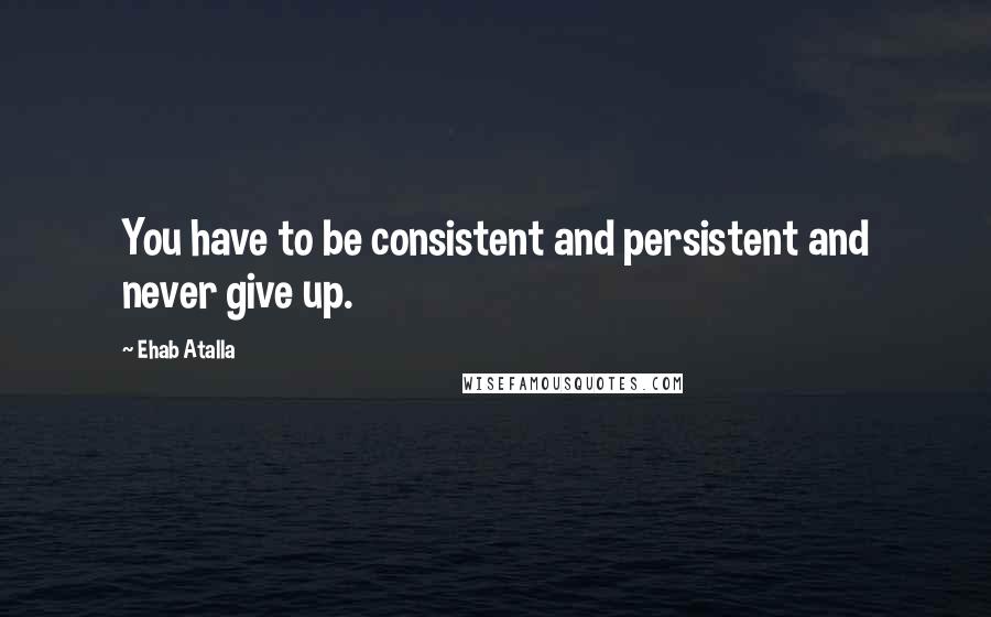 Ehab Atalla Quotes: You have to be consistent and persistent and never give up.