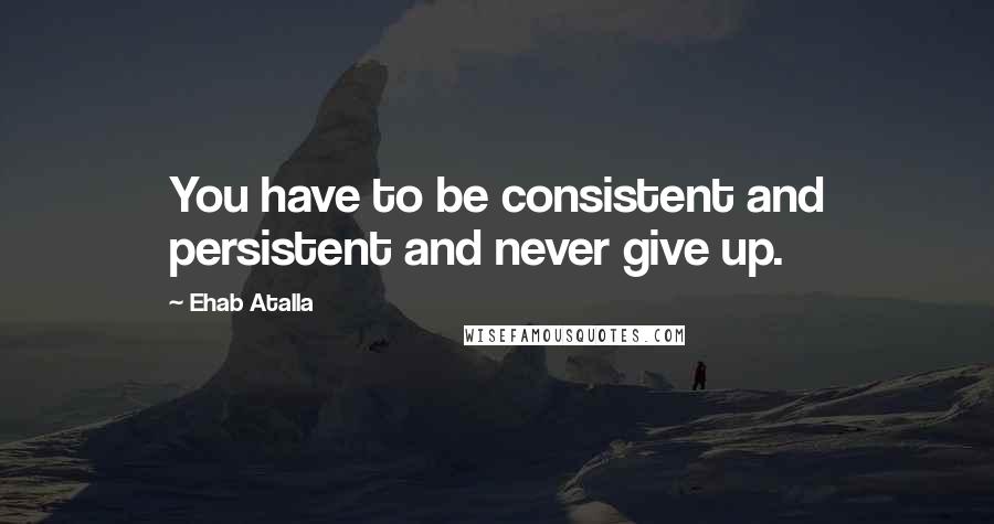 Ehab Atalla Quotes: You have to be consistent and persistent and never give up.