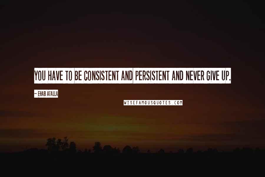 Ehab Atalla Quotes: You have to be consistent and persistent and never give up.