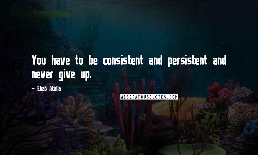 Ehab Atalla Quotes: You have to be consistent and persistent and never give up.