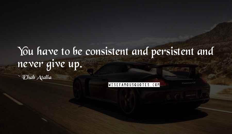 Ehab Atalla Quotes: You have to be consistent and persistent and never give up.