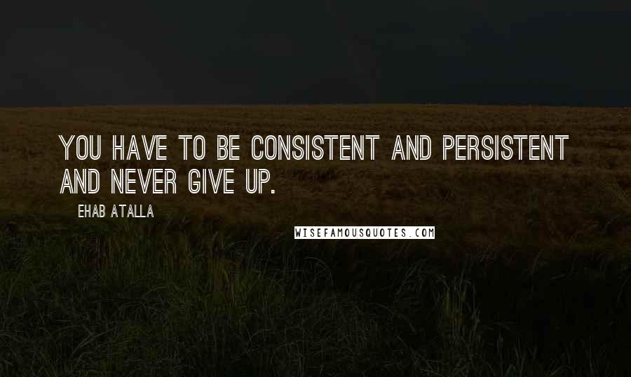 Ehab Atalla Quotes: You have to be consistent and persistent and never give up.