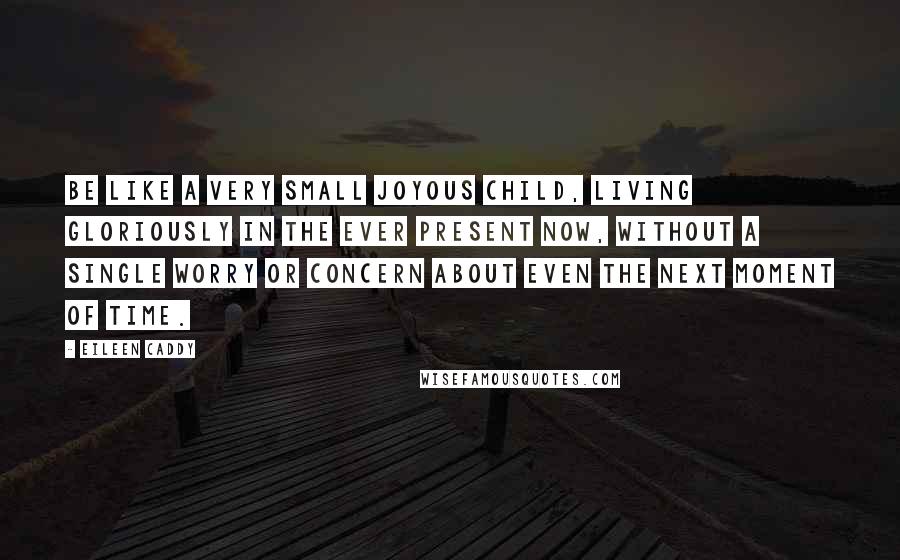 Eileen Caddy Quotes: Be like a very small joyous child, living gloriously in the ever present now, without a single worry or concern about even the next moment of time.