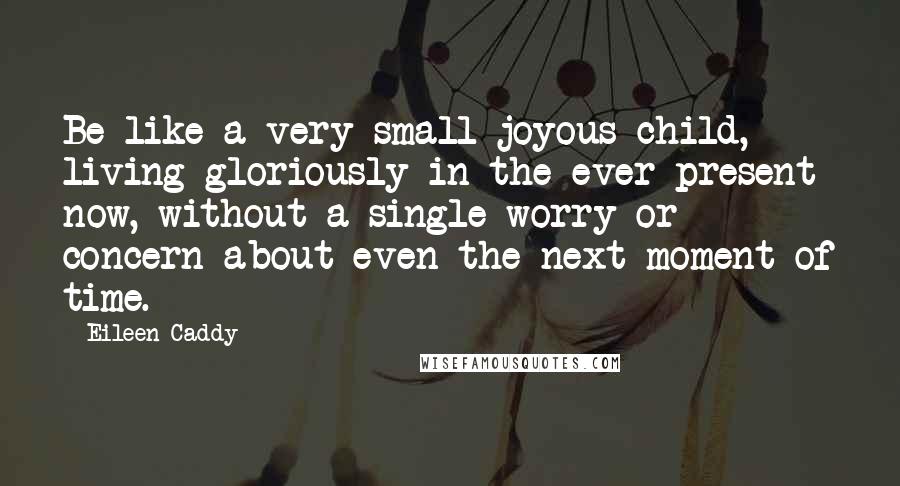 Eileen Caddy Quotes: Be like a very small joyous child, living gloriously in the ever present now, without a single worry or concern about even the next moment of time.