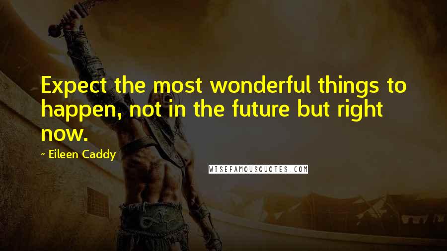 Eileen Caddy Quotes: Expect the most wonderful things to happen, not in the future but right now.