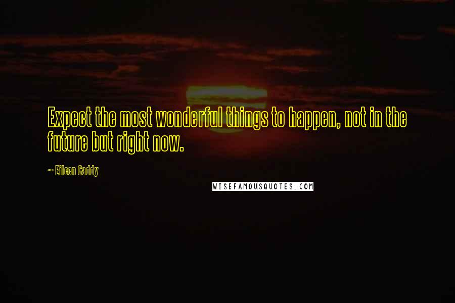 Eileen Caddy Quotes: Expect the most wonderful things to happen, not in the future but right now.