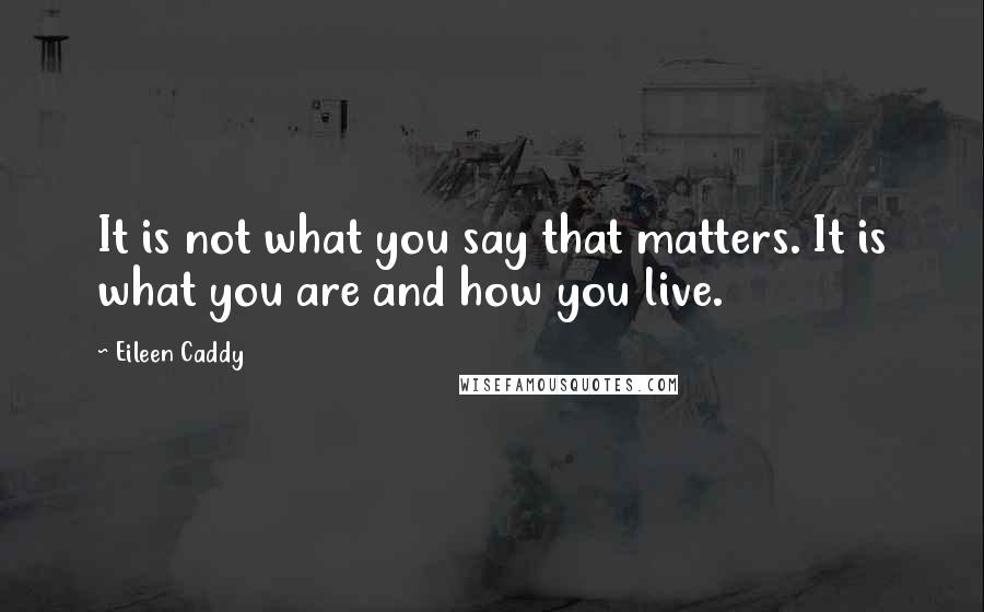 Eileen Caddy Quotes: It is not what you say that matters. It is what you are and how you live.