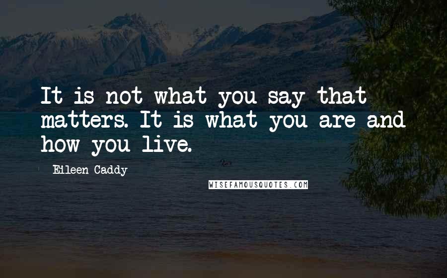 Eileen Caddy Quotes: It is not what you say that matters. It is what you are and how you live.